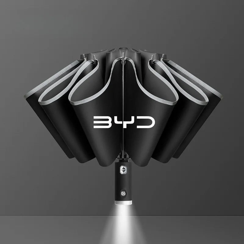 Automatic Umbrella with Reflective Stripe Reverse Led Light Umbrella For BYD Atto 3 Tang F3 E6 Yuan Plus Song Max F0 Qin G3 I3