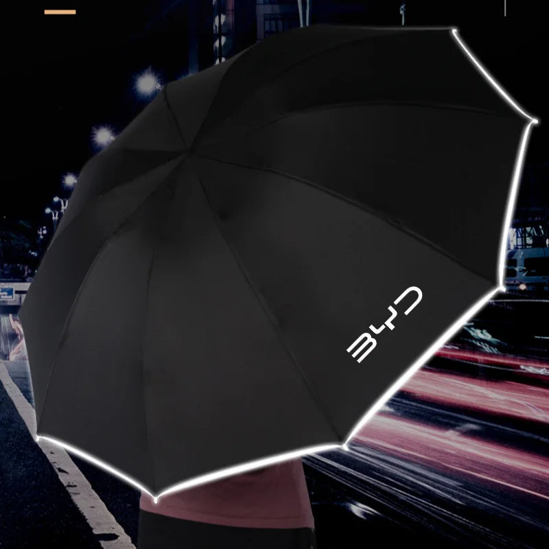 Automatic Umbrella with Reflective Stripe Reverse Led Light Umbrella For BYD Atto 3 Tang F3 E6 Yuan Plus Song Max F0 Qin G3 I3