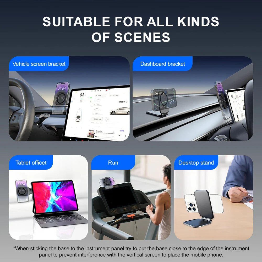 2026 New Dual Car Magnetic For Magsafe Phone Holder Foldable Anti-shake Navigation Vehicle Mounted Mobile Stand Ultra thin