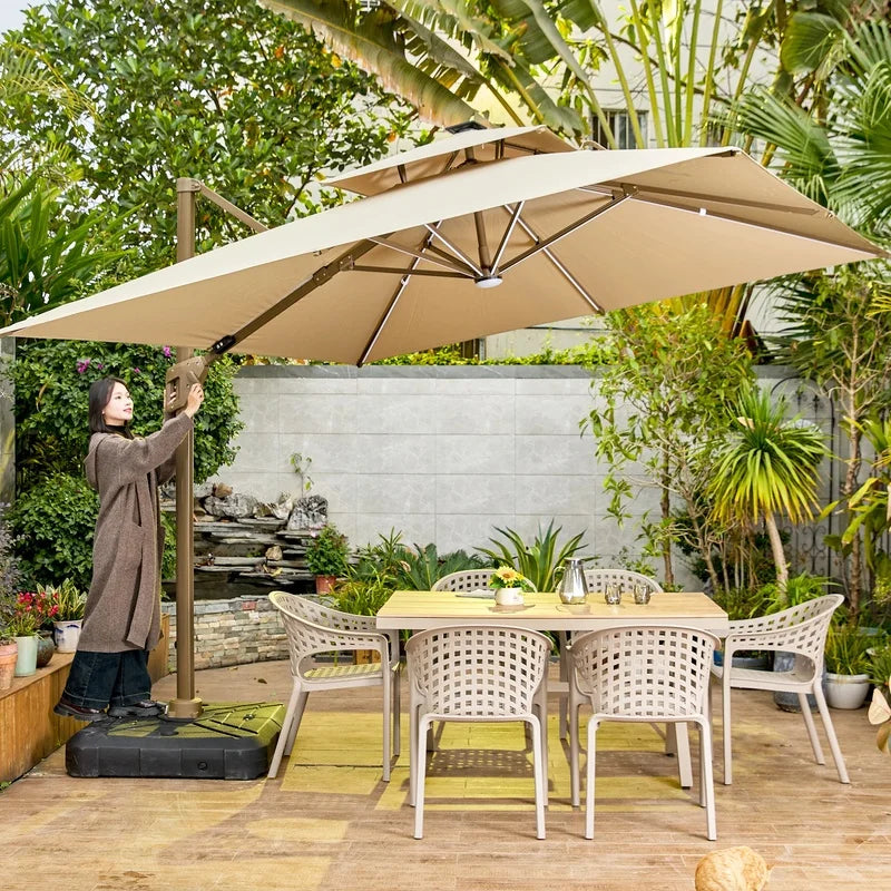 2025 Waterproof Patio Garden Outdoor Umbrella with Solar-Powered LED Lights