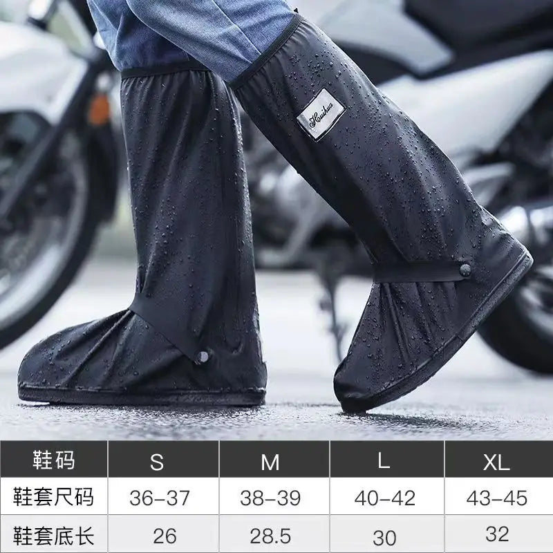 Rain Boot Shoe Cover Black Waterproof with Reflector High Top Clear Shoes Dust Covers for Motorcycle Bike Rain Cover Men Women