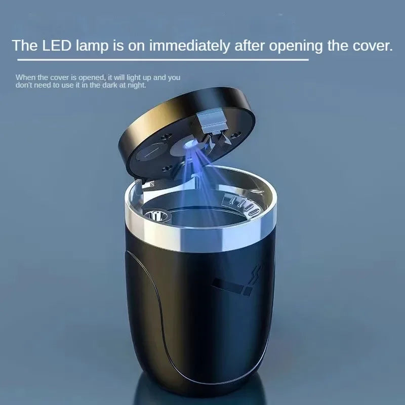 Car ashtray Multi-purpose vehicle with cover Creative Metal automatic ashtray with light Car interior accessories Auto parts