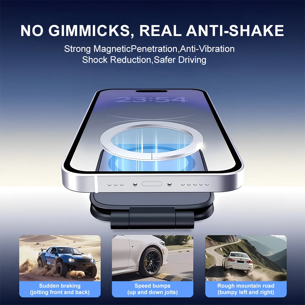 2026 New Dual Car Magnetic For Magsafe Phone Holder Foldable Anti-shake Navigation Vehicle Mounted Mobile Stand Ultra thin