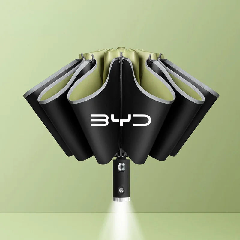 Automatic Umbrella with Reflective Stripe Reverse Led Light Umbrella For BYD Atto 3 Tang F3 E6 Yuan Plus Song Max F0 Qin G3 I3