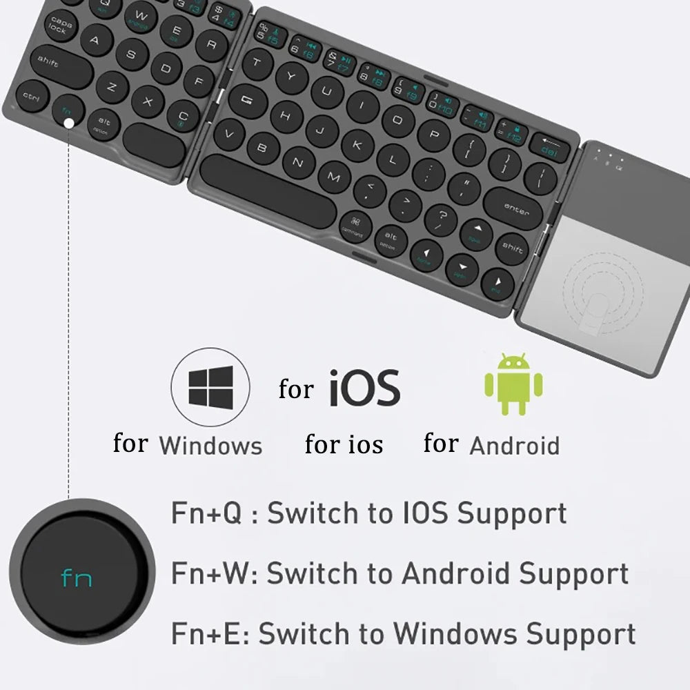 Mini Folding Keyboard Wireless Bluetooth Keyboard With Touchpad Portable Universal Foldable Keyboard for Windows IOS Tablet iPad