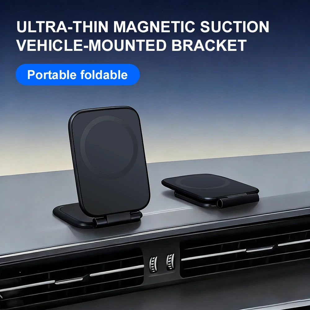 2026 New Dual Car Magnetic For Magsafe Phone Holder Foldable Anti-shake Navigation Vehicle Mounted Mobile Stand Ultra thin