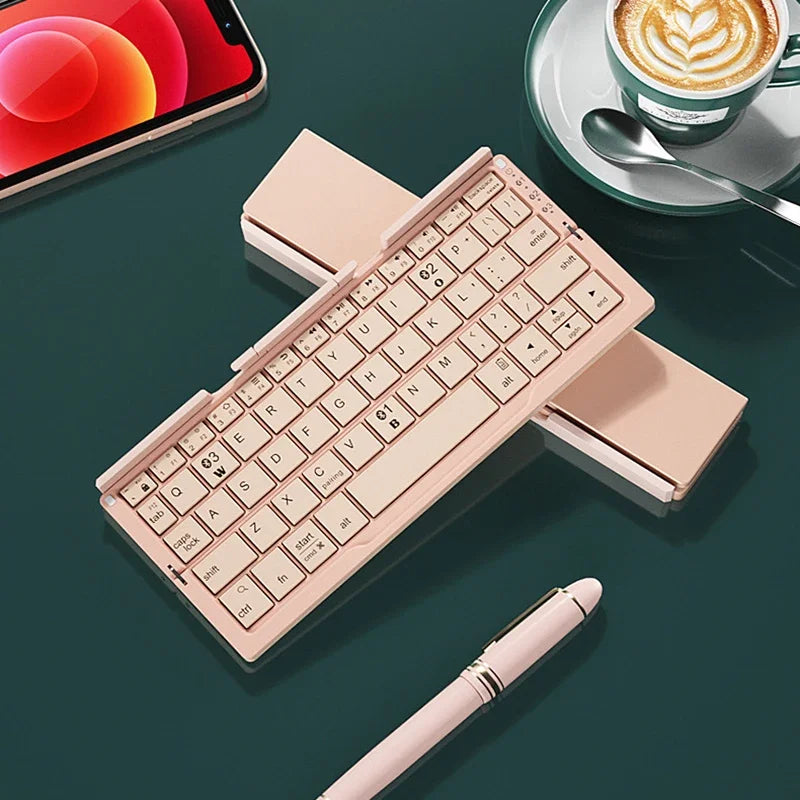 Bluetooth Wireless Foldable Keyboard Portable Mini Foldable Multi-Function Keyboards USB Rechargeable Keyboard for Tablet Laptop