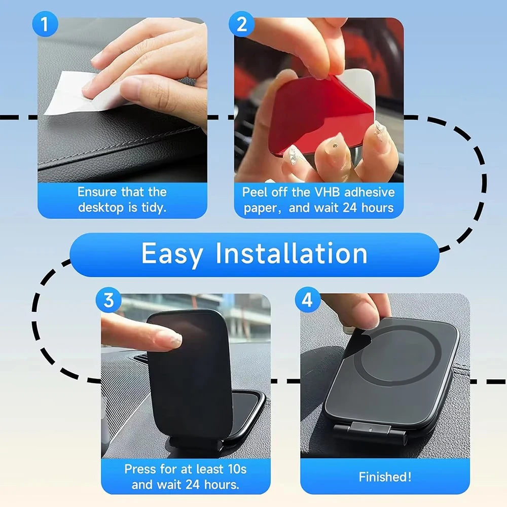 2026 New Dual Car Magnetic For Magsafe Phone Holder Foldable Anti-shake Navigation Vehicle Mounted Mobile Stand Ultra thin