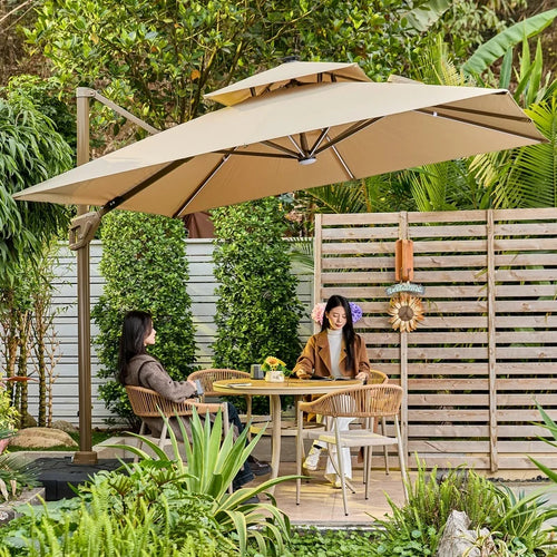 2025 Waterproof Patio Garden Outdoor Umbrella with Solar-Powered LED Lights