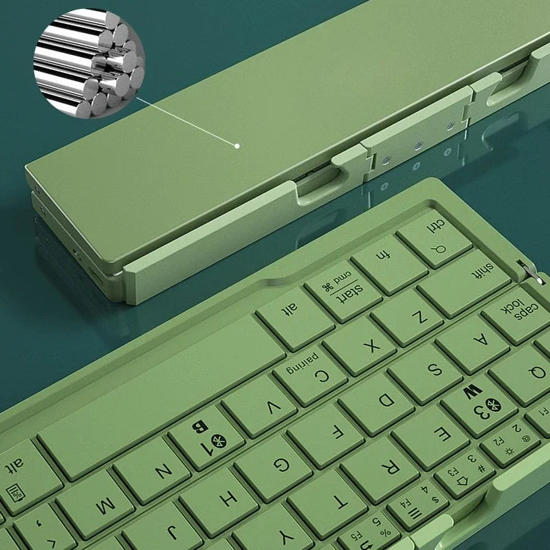 Bluetooth Wireless Foldable Keyboard Portable Mini Foldable Multi-Function Keyboards USB Rechargeable Keyboard for Tablet Laptop