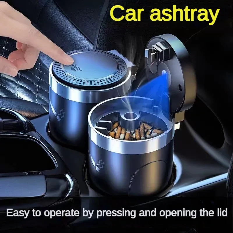 Car ashtray Multi-purpose vehicle with cover Creative Metal automatic ashtray with light Car interior accessories Auto parts
