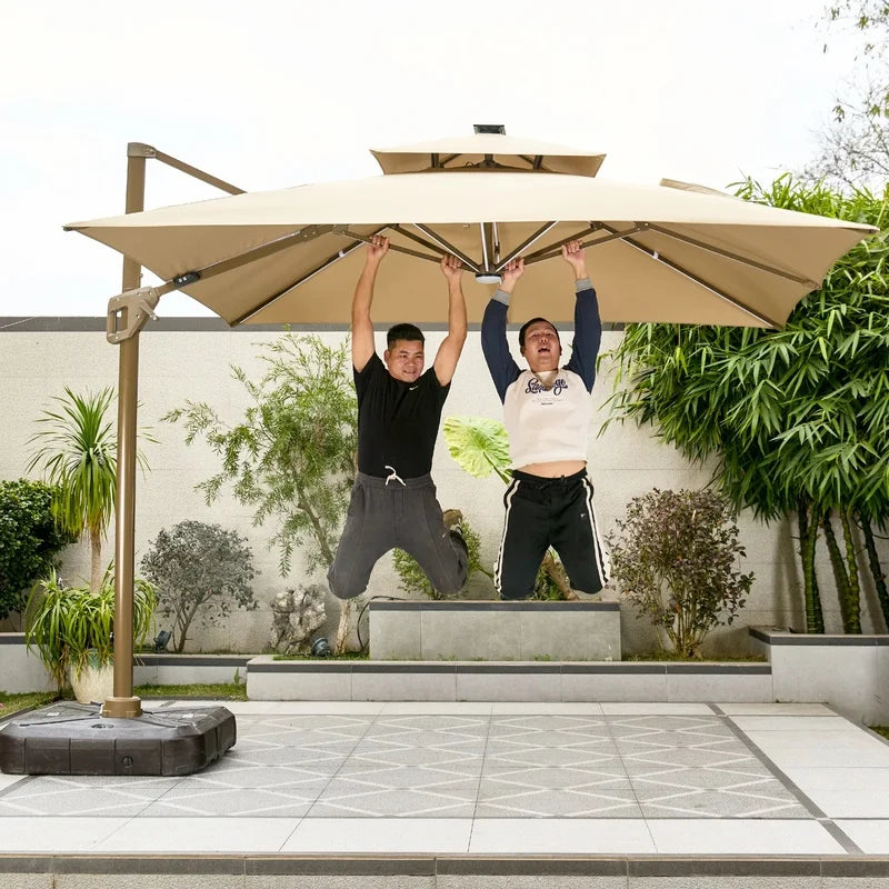 2025 Waterproof Patio Garden Outdoor Umbrella with Solar-Powered LED Lights