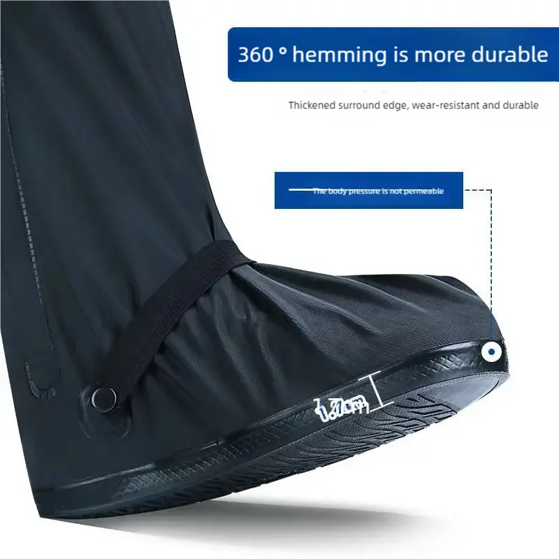 Rain Boot Shoe Cover Black Waterproof with Reflector High Top Clear Shoes Dust Covers for Motorcycle Bike Rain Cover Men Women