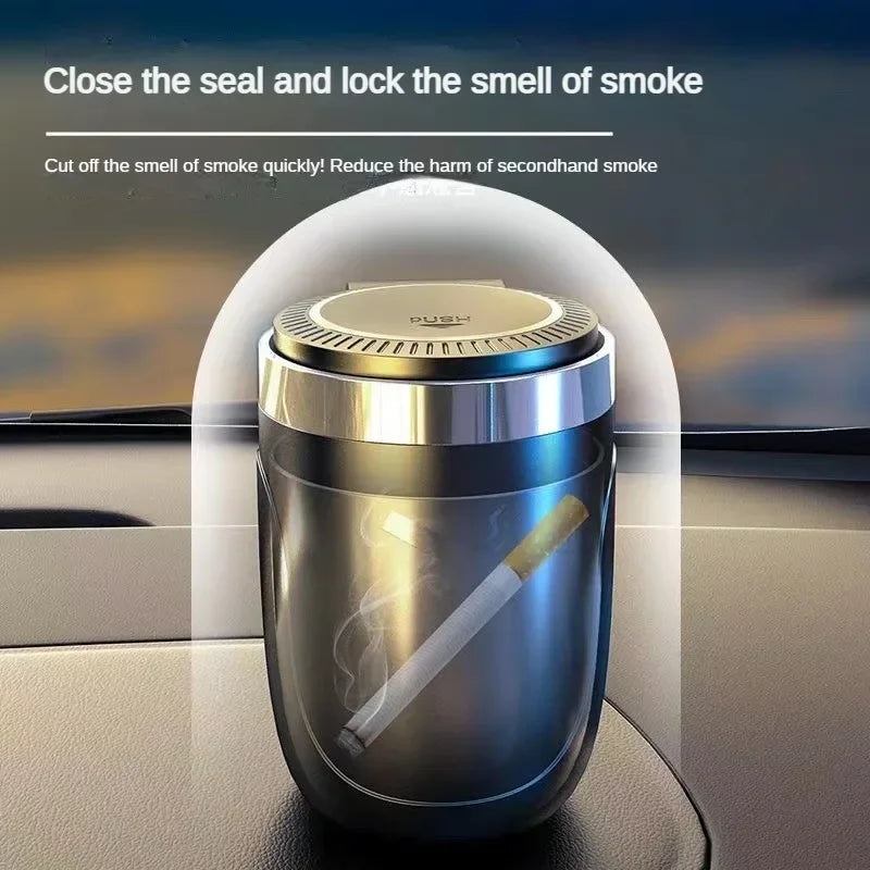 Car ashtray Multi-purpose vehicle with cover Creative Metal automatic ashtray with light Car interior accessories Auto parts