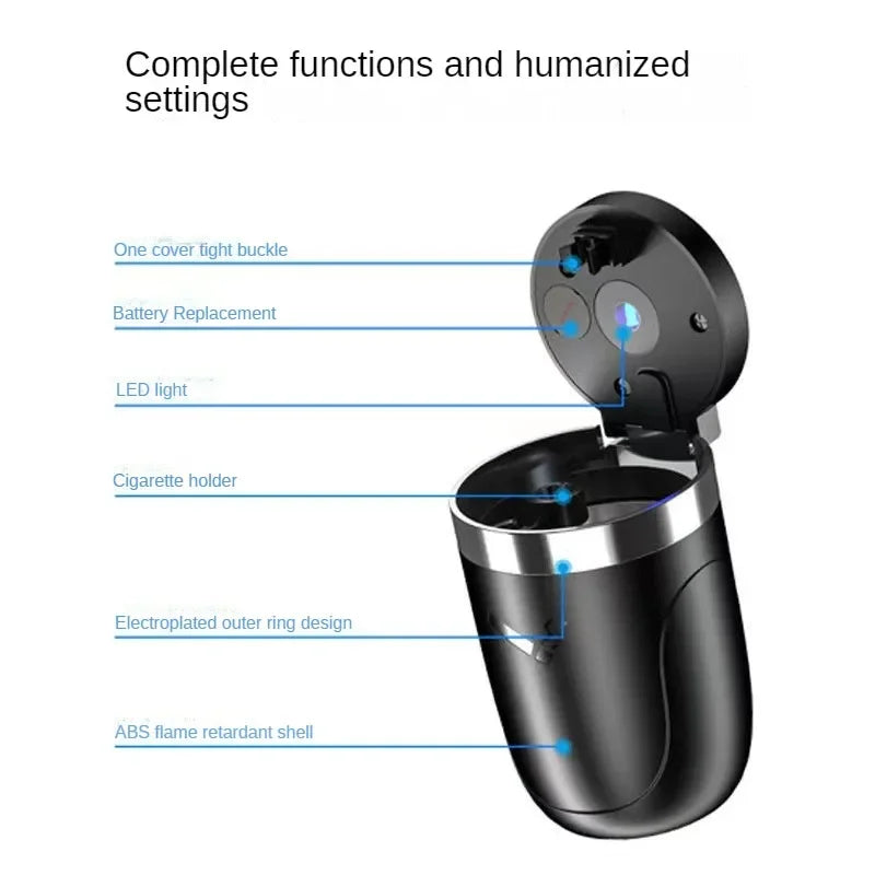 Car ashtray Multi-purpose vehicle with cover Creative Metal automatic ashtray with light Car interior accessories Auto parts