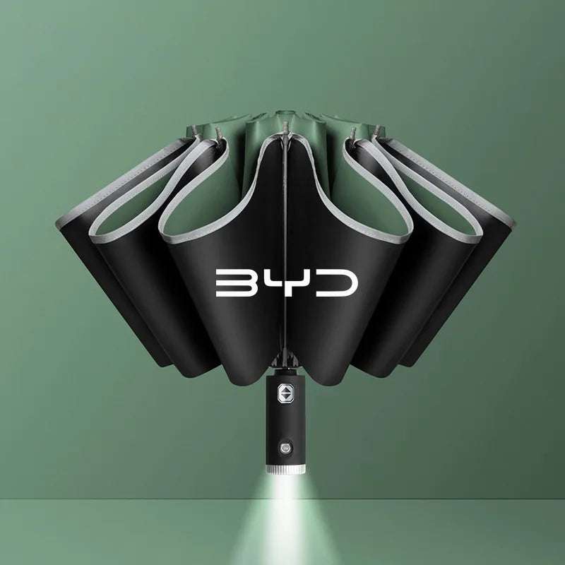 Automatic Umbrella with Reflective Stripe Reverse Led Light Umbrella For BYD Atto 3 Tang F3 E6 Yuan Plus Song Max F0 Qin G3 I3